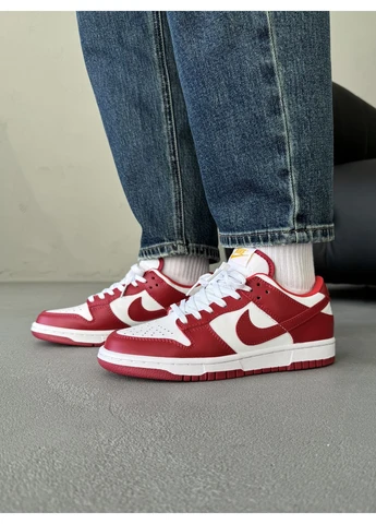 Білі кросівки чоловічі nike dunk red/white найк данк білі демісезон No Brand