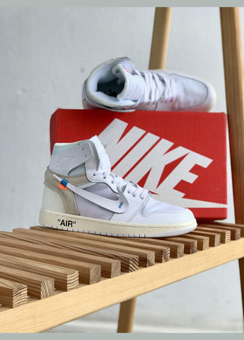 Білі всесезон кросівки чоловічі і жіночі nike jordan 1 retro off-white white | найк джордан 1 ретро офф-вайт білі No Brand