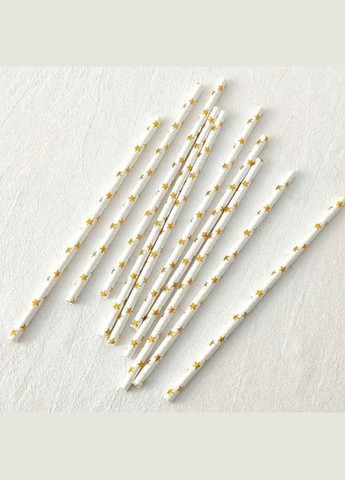 Коктейльные трубочки с принтом звездочек 25 штук 20 см золотисто-белый Jannet трубочка (333969039)