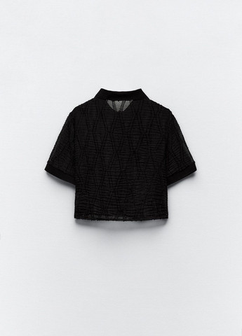 Черная повседневный рубашка с геометрическим узором Zara