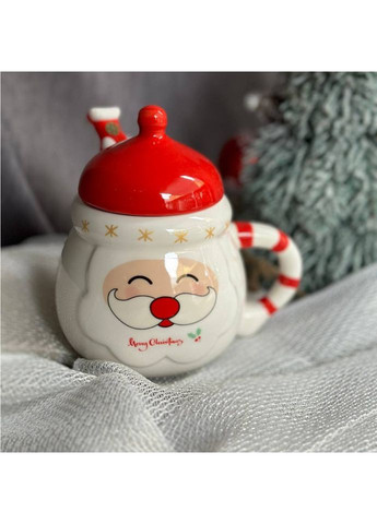 Новогодняя кружка 102-1062 с крышкой и ложкой Кенди-Санта керамика 400 мл Olens (365605237)