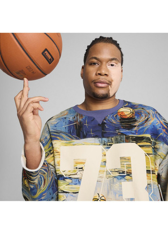 Синий демисезонный спортивный лонгслив Puma однотонный