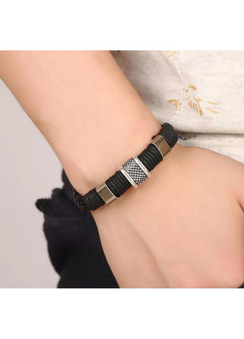 Чоловічий шкіряний браслет «Africa» з металевими вставками (чорний) China (367623358)