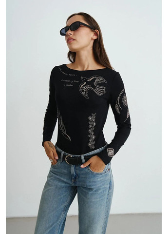 Боди с вышитым украинским орнаментом, цвет Черный Rica Mare (367831710)