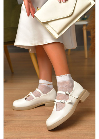 Let's Shop Туфли женские белого цвета лоферы белый з искусственная кожа, искусственный мех, украина — демисезон (362027837)