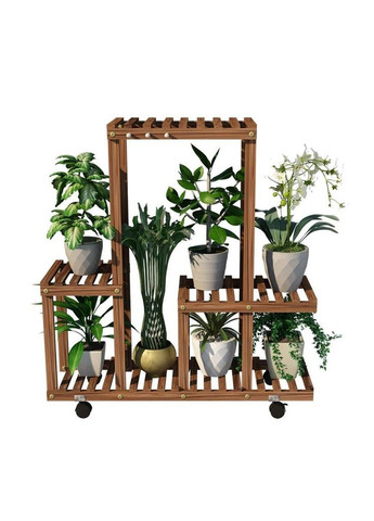 Підставка для квітів з дерева Шатійон на коліщатках мускат (ЦВТ-111307) No Brand (328227416)