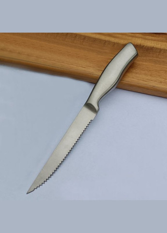 Цельный стальной нож кухонный с зубчиками для мяса 22,5 см No Brand (348096104)