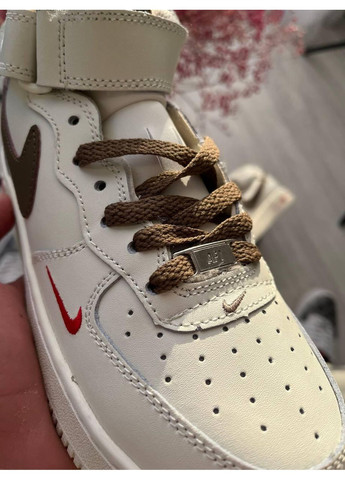 КРОССОВКИ ЖЕНСКИЕ NIKE AIR FORCE 1 MID MOCCO WINTER НАЙК АИР ФОРС 1 ПРЕМИУМ No Brand бежевые зима (367174635)
