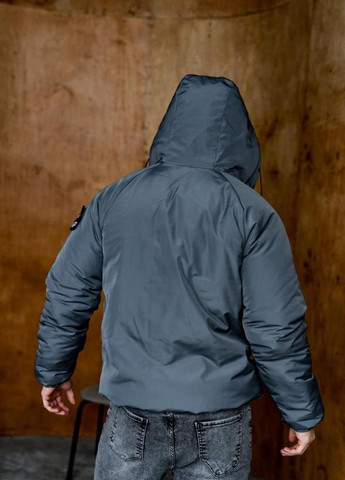 Сіра зимня анорак утеплений з патчем зима осінь модний стильний 2025 драпп No Brand