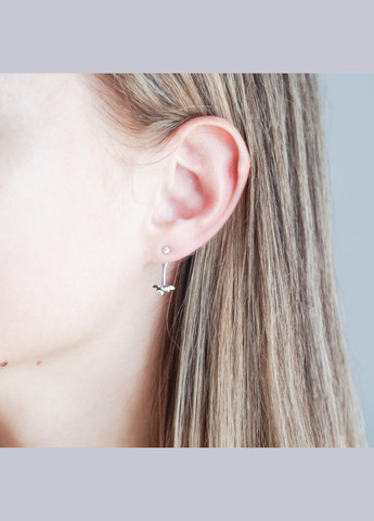 Серебряные серьги с фианитами. Каштан (342334718)