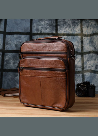 Сумка чоловіча з ручкою для перенесення в руці з натуральної шкіри 23031 Світло-коричневий Vintage (355793937)