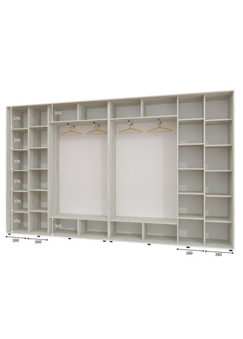 Шкаф-купе четырехдверный 380*45*250 см Дуб крафт белый 4 двери ДСП ШК-02 Алекса (360477299)