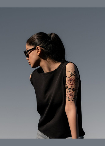 Временная водостойкая тату "Ночная роза цветная" No Brand (312537986)