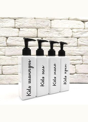 Набір дозаторів для ванної 250 мл "Амелі" білий пластик (4 шт) укр. No Brand (298794589)