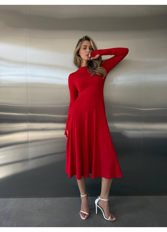 Червона святковий сукня жіноча кльош No Brand однотонна