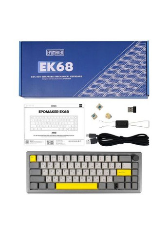 Клавиатура /Bluetooth/USB UA Black (EK68-B-BV2) EPOMAKER EK68 65 Budgerigar V2 Switch Hot-Swap RGB Wireless (364660732)