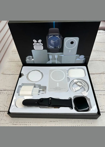 Набір Megabox комплект 6 в 1 Смарт годинник 9 серії Навушники вакуумні про Павербанк бездротова зарядка No Brand (341309826)