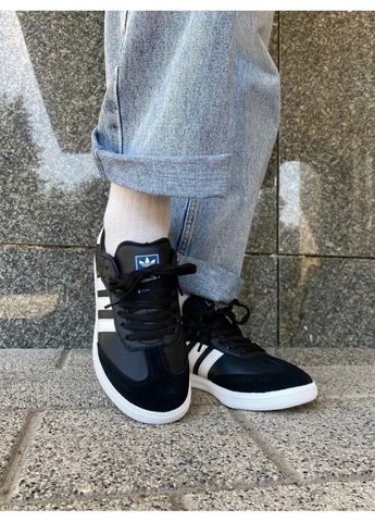 КРОССОВКИ ЖЕНСКИЕ ADIDAS SAMBA LOW BLACK WHITE АДИДАС САМБА БЕЛЫЕ No Brand белые демисезоны (392020613)