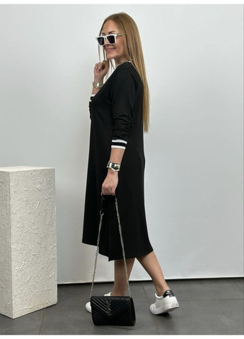 Чорна сукня двонитка міді з розрізами та рукав 3/4 Україна