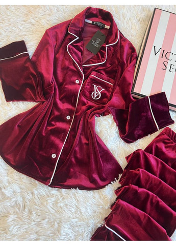 Бордова всесезон піжама viktoria’s secret,турецький бархат,сорочка та штани Україна
