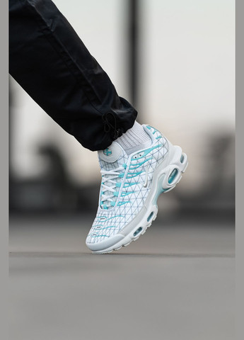 Білі Осінні кросівки чоловічі і жіночі nike air max tn plus white blue | найк аір макс тн плюс білі блакитні No Brand