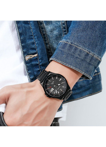 Годинники кварцові чорні чоловічі з нержавіючої сталі водонепроникні стрілочні з календарем ProDobro (367266730)