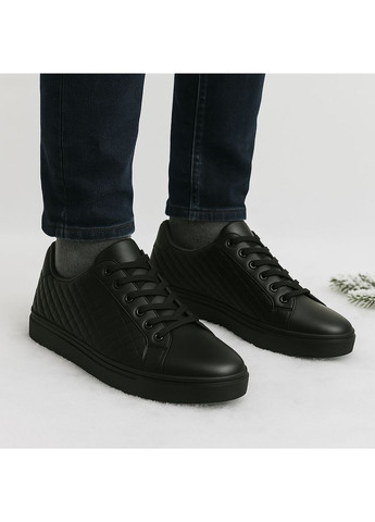 Черные зимние мужские зимние кроссовки lux 6204 чёрные кожаные с шерстью Kindzer Lux-6204