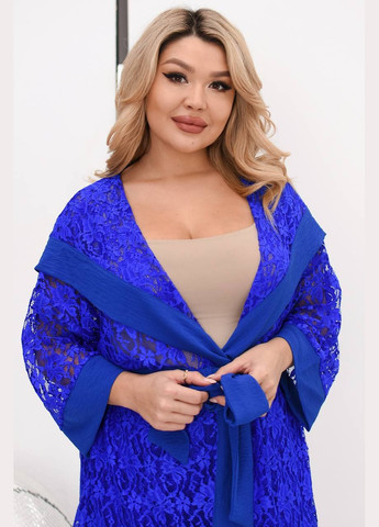 Гіпюровий синій костюм у батальному розмірі No Brand 0167-2 (337096803)