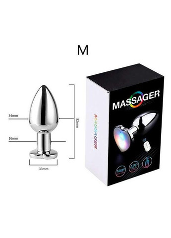 Стальная cветящаяся анальная пробка Equinox USB с Д/У - 8,2*3,4 см – Анальные игрушки Magic Motion (354826451)