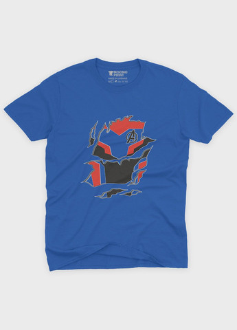 Синя демісезонна футболка для хлопчика з принтом супергероя - залізна людина (ts001-1-brr-006-016-006-b) Modno