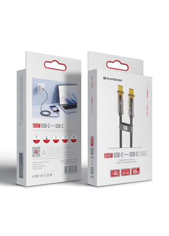 Дата кабель (m469349) ArmorStandart USB-C to USB-C 1.0m transparent 100W grey (367072259)