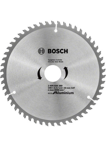 Пиляльний диск Eco for Aluminium (190x30x2.2 мм, 54 зубів) по алюмінію (23450) Bosch (267819072)