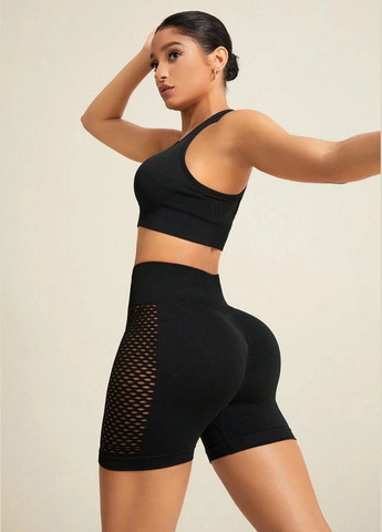 Шорты женские спортивные с эффектом пуш-ап на высокой посадке утягивающие велосипедки с сеточкой сбоку No Brand (328600908)