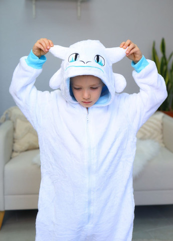Кігурумі дракон Беззубик плюшеве з капюшоном та хвостом білий My Kigu (366196341)