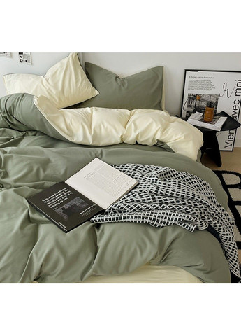 Постельное белье двуспальное из вареного хлопка оливкового цвета. No Brand (366964656)