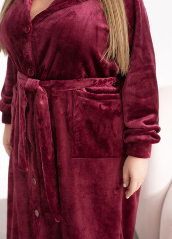 Махровий халат жіночий з капюшоном на гудзиках з поясом No Brand (365728656)