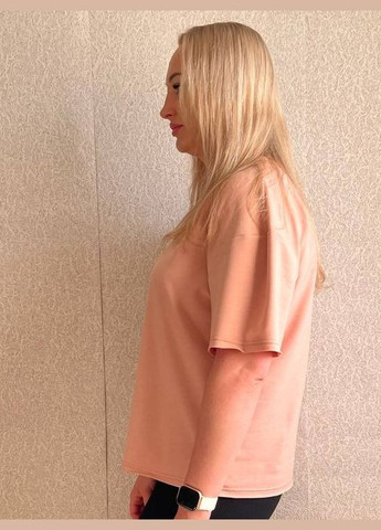 Женская футболка оверсайз пудровая Capricious 152 - (337515088)