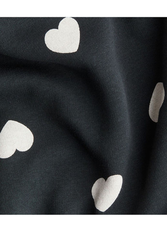 H&M свитшот для девочки сердечки темно-серый повседневный трикотаж