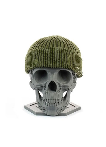 Рвана шапка-докер з кільцями на флісі No Brand (365814641)