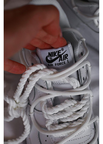 Білі Осінні кросівки чоловічі nike air force 1 custom white найк аір форс 1 преміум No Brand