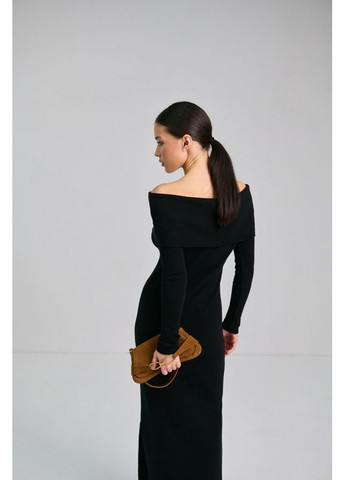 Черное праздничный нежное платье с открытыми плечами и эластаном для идеальной посадки (2824) Triko Bakh