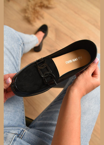 Let's Shop Туфлі-лофери жіночі чорного кольору лофери чорний з текстиль, україна — демісезон (346390952)
