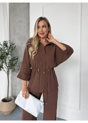 Костюм жiночий прогулянковий лiтнiй коричневого кольору 38192 Fashion (393130820)