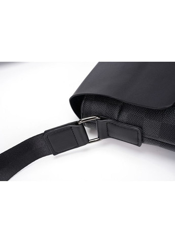 Чоловіча сумка планшетка в клітинку екошкіра чорна для повсякденного використання сумка через плече ProDobro (363258856)