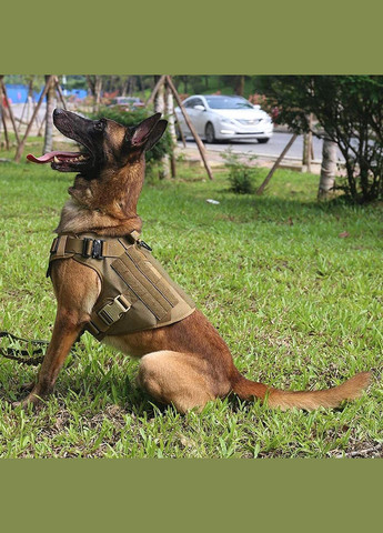 Шлея для собак K9 Long, тактичний жилет з ручкою, 4 металеві фастекси, Коричневий L (77-99 см) No Brand (299915652)