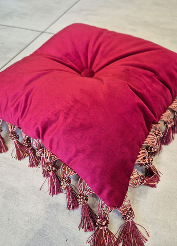 Подушка для декору королівська з бахрамою 40х40см 1шт, бордова (п_0172) Firanka HandMade (364502917)