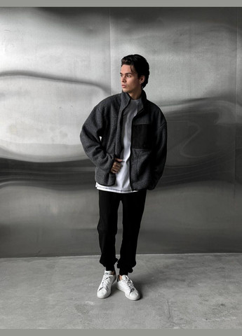 Оверсайз куртка бомбер Kraft из баранчика серый (327829053)