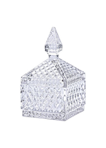 Цукерниця скляна з кришкою квадратна 8,5х8,5х15 см для солодощів та печива прозора ProDobro (364190496)