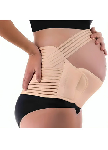Дородовый послеродовой пояс бандаж на липучках для беременных эластичный материал 80-110 см (480196-Prob) Бежевый L Unbranded (331663117)