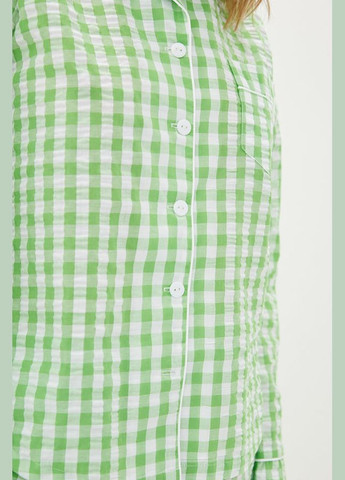 Зеленая всесезон хлопковая пижама в клетку рубашка + брюки Silence 247 Apple green